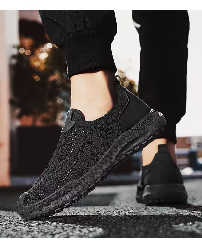 

Men s shoes summer breathable sports shoes casual shoes summer breathable mesh shoes one-pedal shoes men s lazy shoes flying woven shoes 44