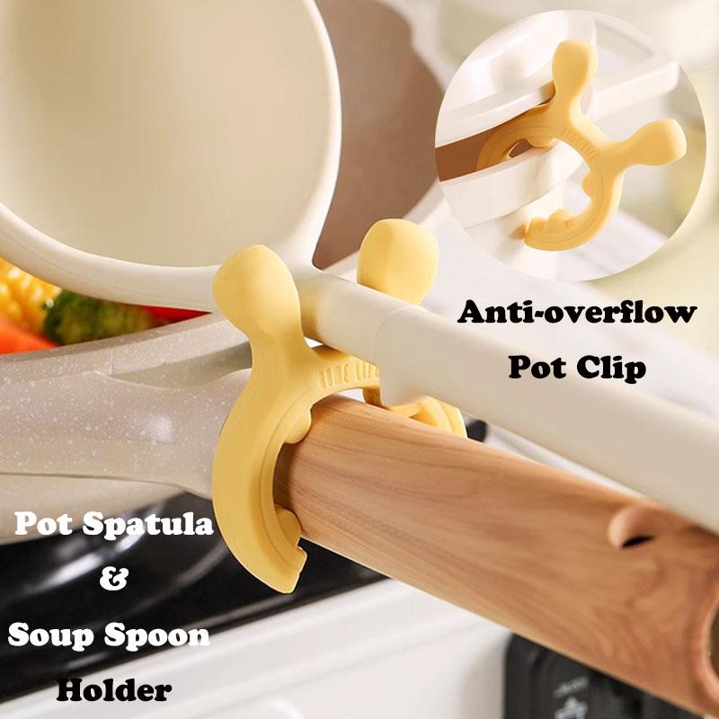 Multifunctional Deer Ear Spatula Holder Anti Scalding Overflow Pot Clip Silicone Spoon Rest Cooking Utensils Clip Kitchen Gadget