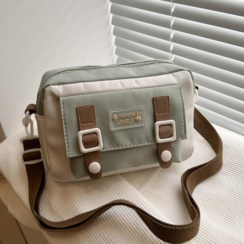 2025 niche vitality girl small fresh youth simple Mori cute canvas oblique span bag woman