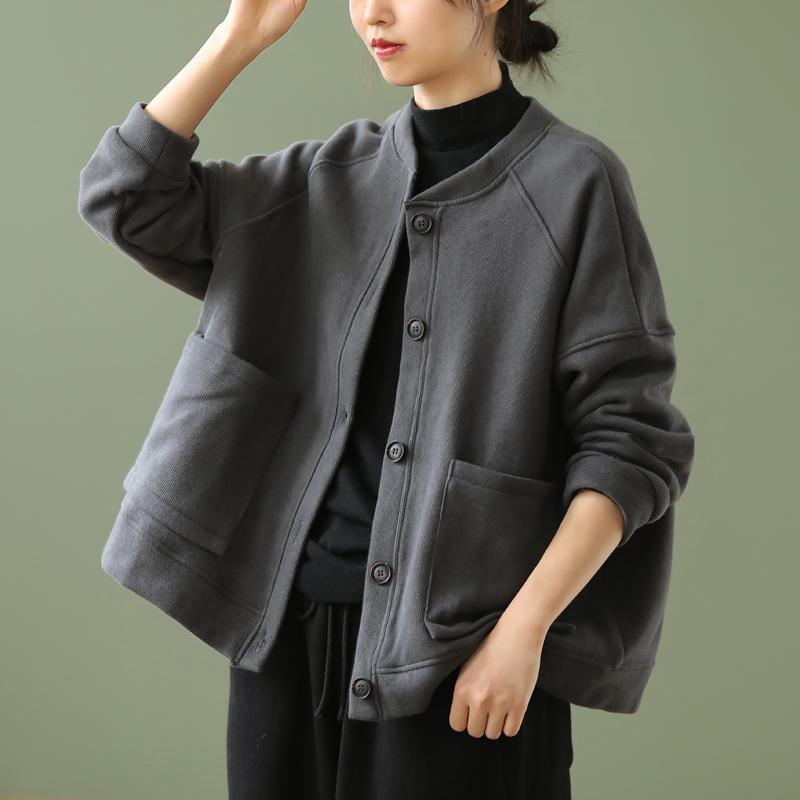 Damen Übergröße Strickjacke mit Fleecefutter für Frühling & Herbst - Winter Oberbekleidung / Herbst & Winter Baseballjacke Top