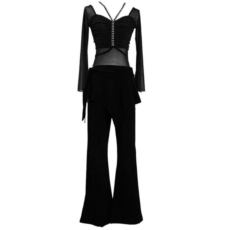 Professional Belly Dance Costume Set With Crop Tops Pants And And Hip Scarf For Stage Performances And Practice