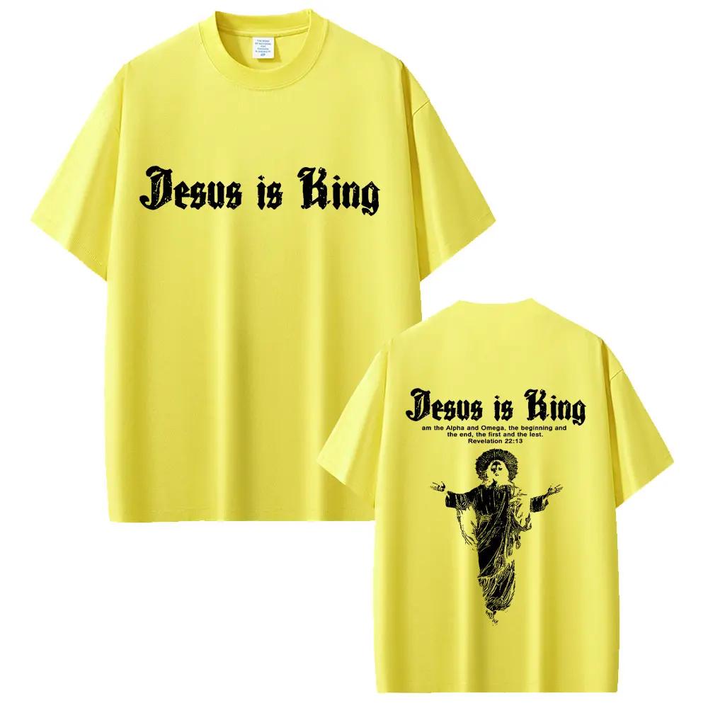 Summer Men Women Fashion Gothic Rock T Shirt Streetwear Jesus Is King Graphic T-shirt Christian Religious Short Sleeve T-shirts