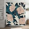High-Quality Fabric Shower Curtain with White Hibiscus Flowers Printed in Greenish Blue Perfect Decor for Your Bathroom