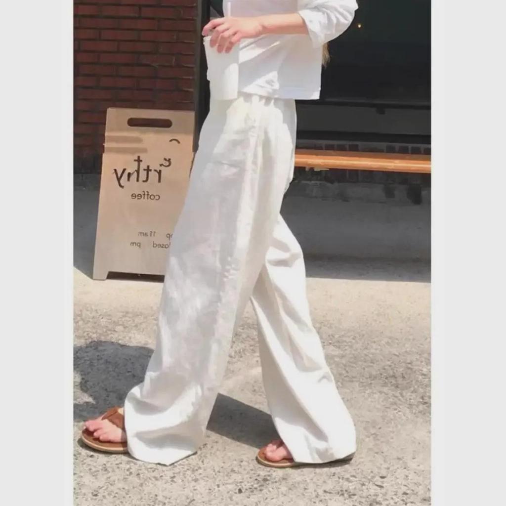 Unisex Sommerhose aus Leinen-Baumwolle mit weitem Bein – atmungsaktiv, leicht, lockere Passform