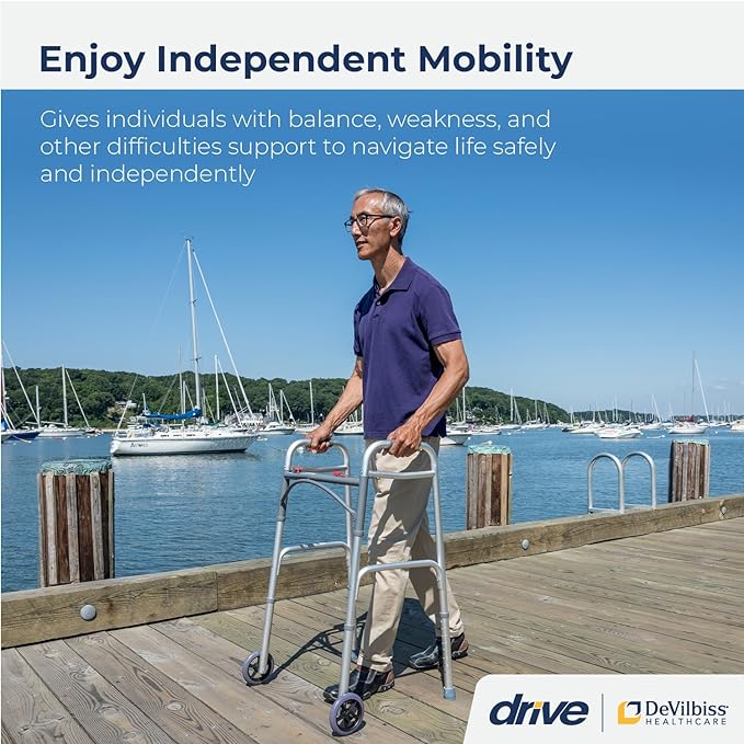 Heavy-Duty Folding Walker with Wheels for Seniors, Adults, Medical Walker, Bariatric Walker,Extra Wide Front Wheel Walker