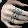 Niche Design Moonstone Cold Wind Dark Personality Gemstone Open Ring Advanced Sense Index Finger Ring Female