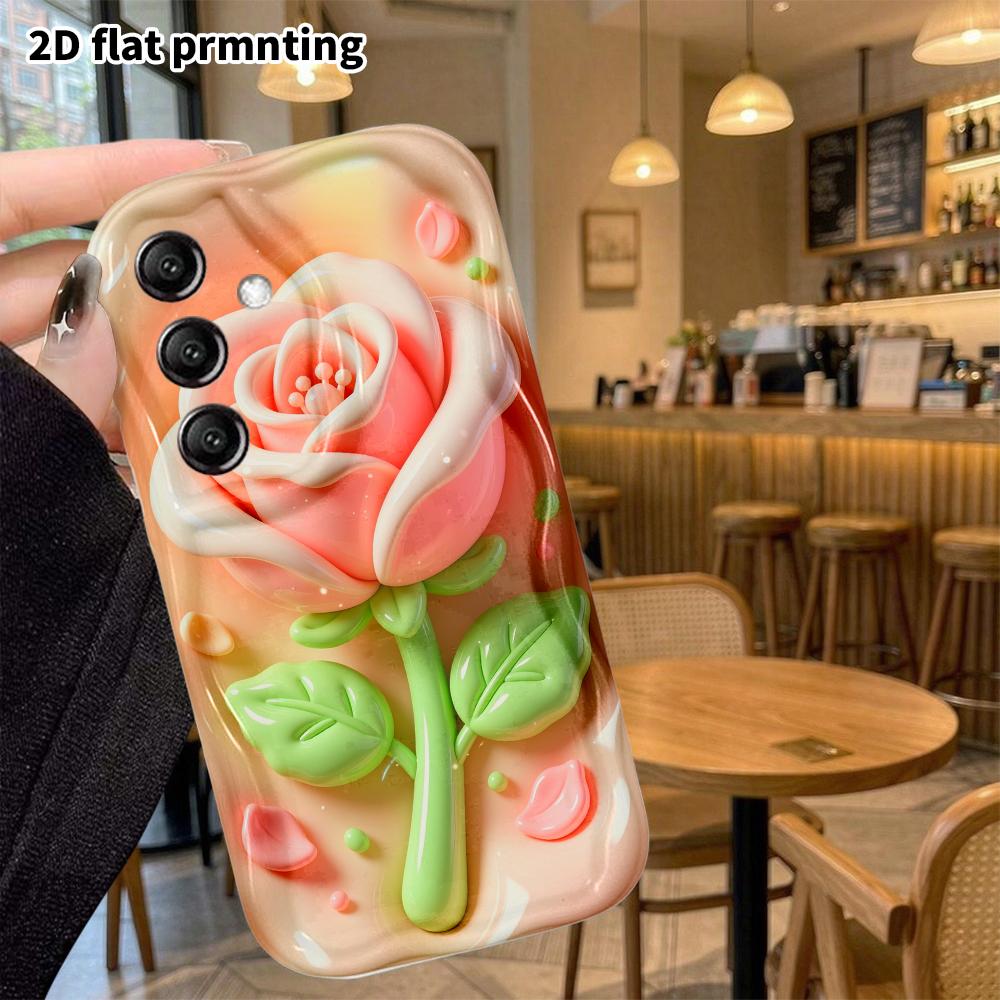 Phone Case: 2D flat, suitable for Samsung Galaxy A34 A35 M05 M06 S20 S22 S21 FE Plus 5G protective case, pink-white gradient rose, perfect Christmas a