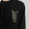 Men's Trendy Long Chain Suit Brooch - European & American Style Pin with Unique, High-End Design