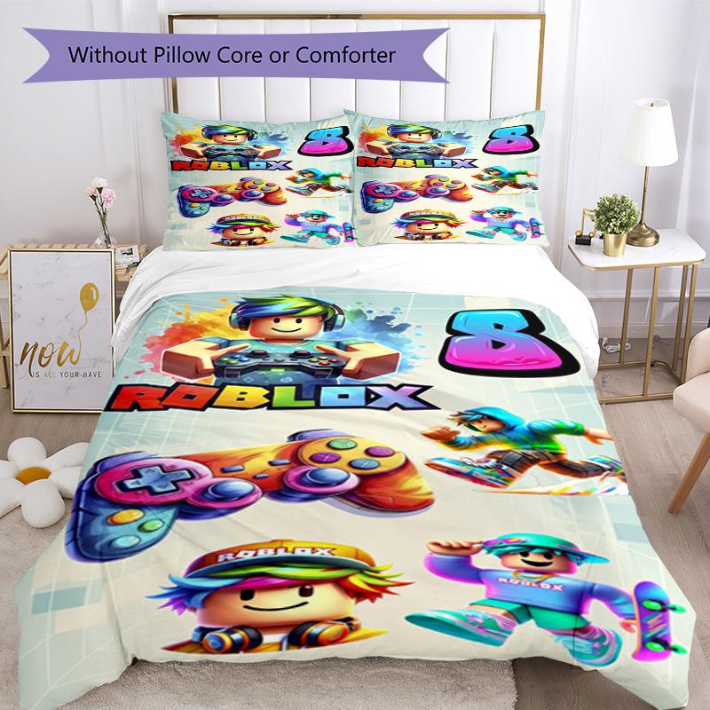 Ensemble de literie Roblox Housse de couette respirante avec taies d'oreiller Linge de lit décoratif pour chambre à coucher Décoration de maison Cadeau d'anniversaire