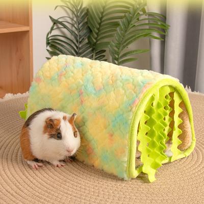 Rabbit Furs Hamster Cave Winter Bedding For Chinchilla Hedgehogs Sponges Filled Adventure Tunnel Hideaways