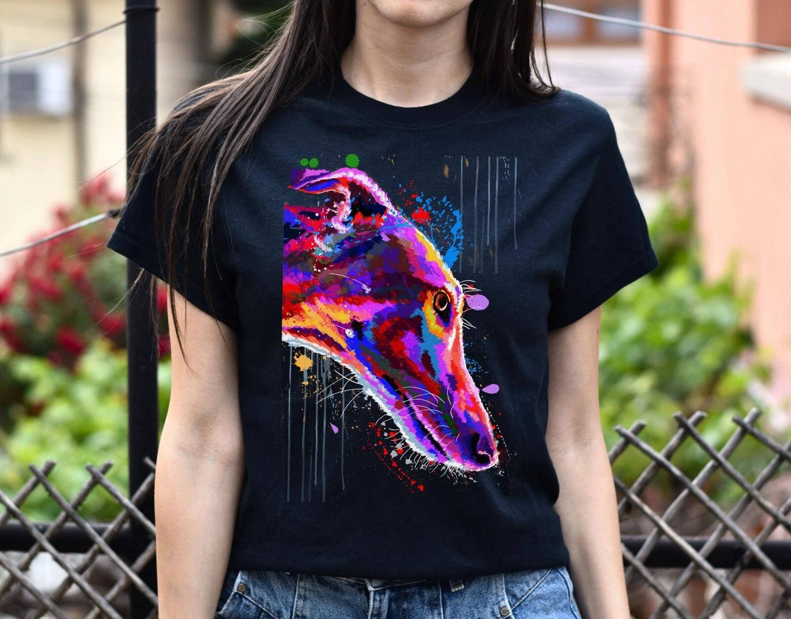 Watercolor Art Greyhound dog Unisex shirt S-2XL black navy dark heather S