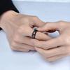 Fashion 8mm Men Black Stainless Steel Rings Hawaiian Koa Wood Inlay Abalone Shell Rings For Men Women Wedding Band  Gifts