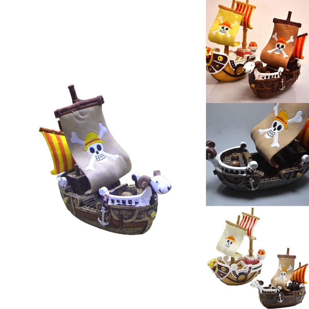 Beautiful Resin Pirate Ship Aquarium Ornament Gift Non-toxic Durable 6''*2''*5''