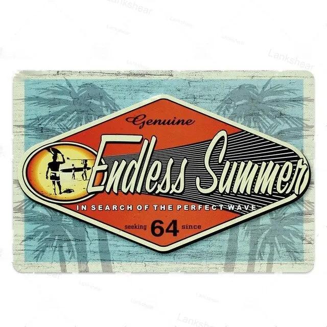 Vintage Surfing Beach Metal Sign  Waves Summer Wall Art Poster  Coastal Decor for Bar Porch Surfing Club  Retro Tin Sign for Hom
