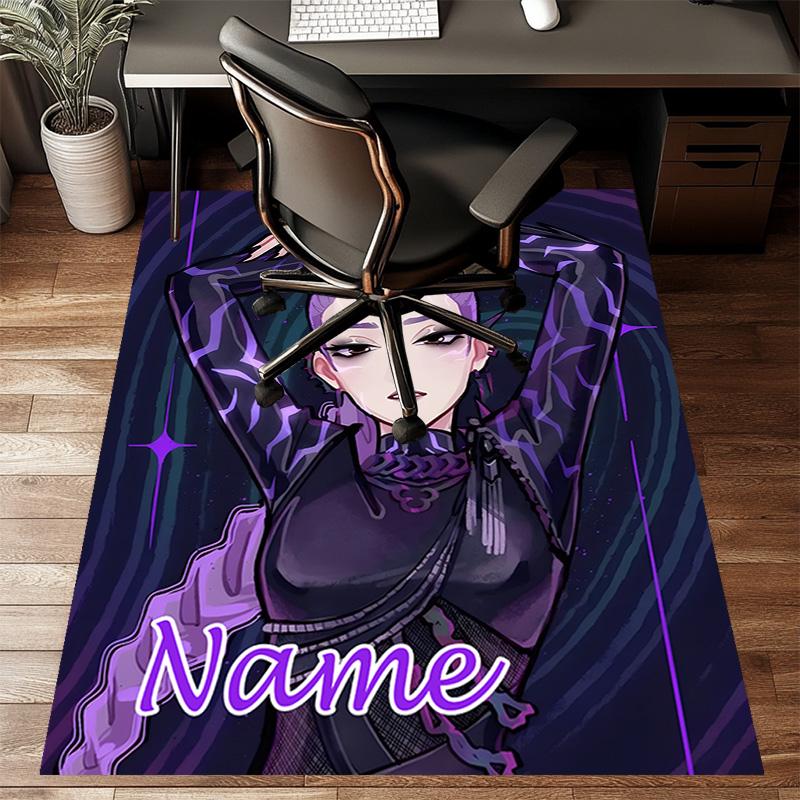 Custom KPop Demon Hunters Mat Personalized Name, Polyester Washable Indoor Entryway Rug, Gift for Christmas, Easter, Thanksgiving Day
