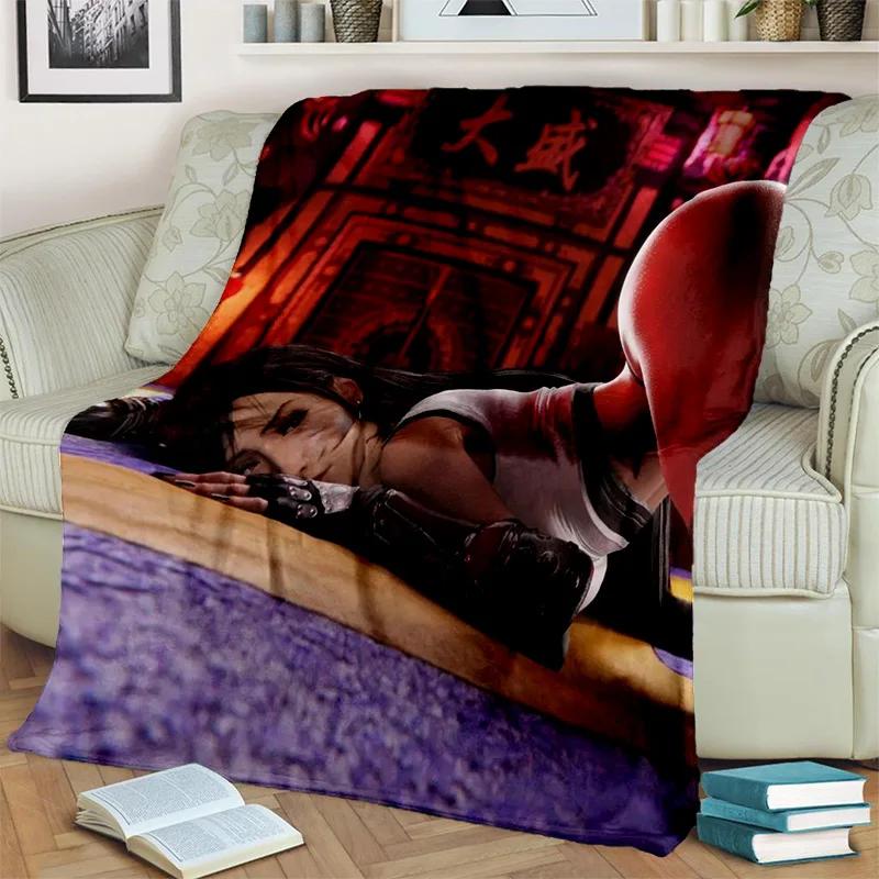 3D Tifa Aerith Sexy Lace Girl Game Cartoon Blanket,Soft Throw Blanket for Home Bedroom Bed Sofa Picnic Office Cover Blanket Kids