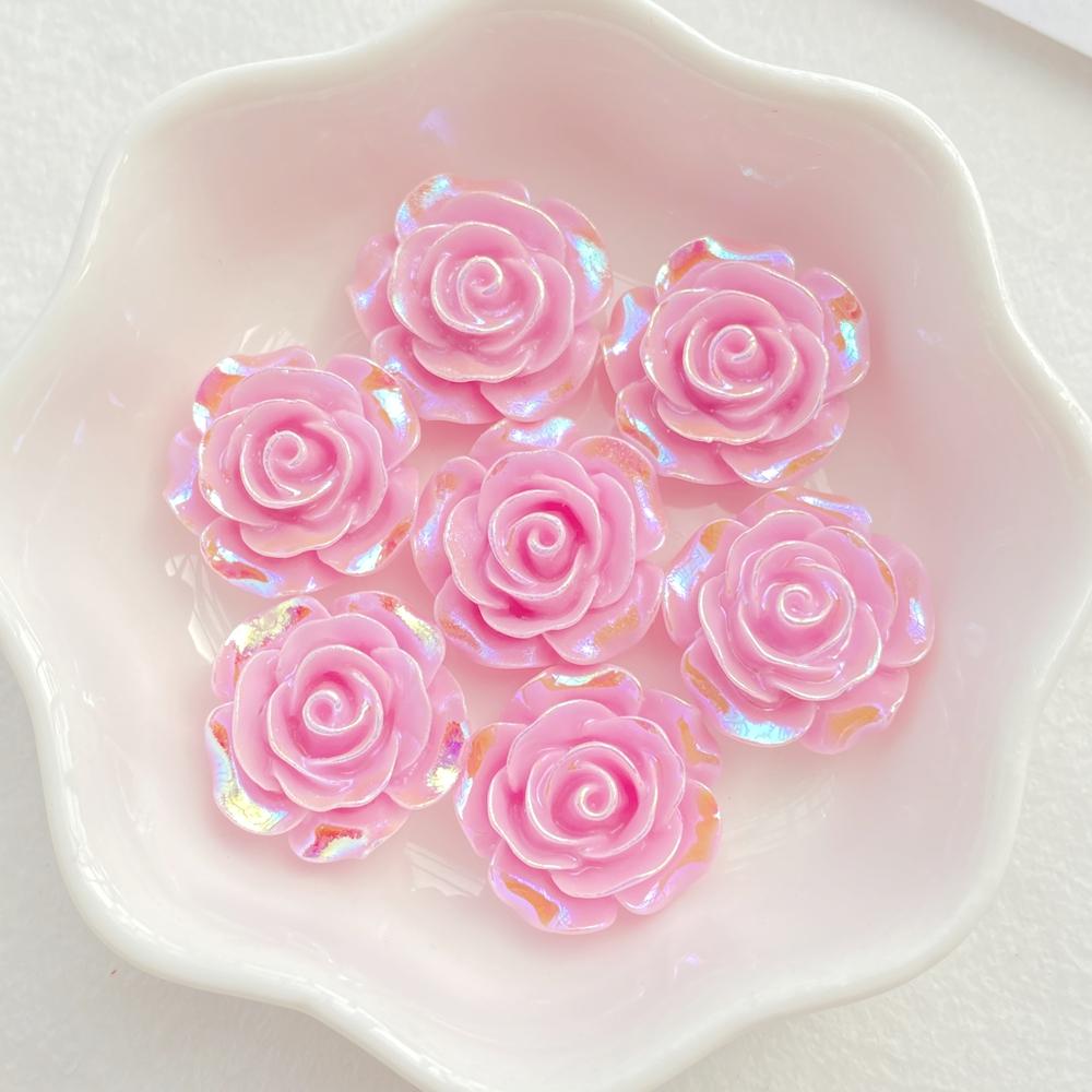 10Pcs Cute Cartoon Colorful Roses Flat back Resin Scrapbooking Crafts Fit Phone Case Decoration DIY Hair Bows Accessories