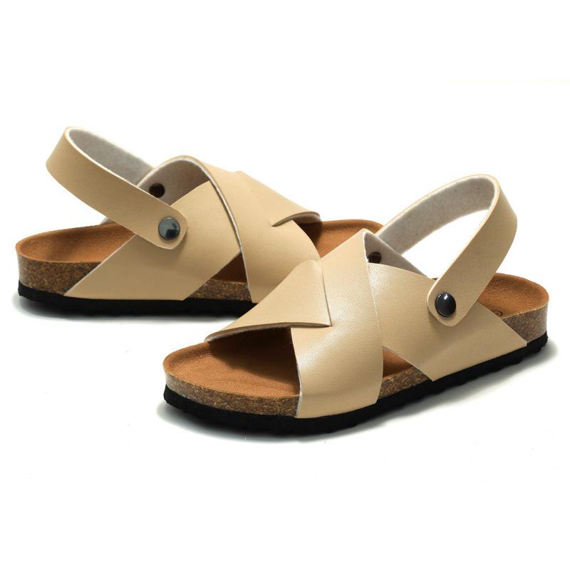 RUIZUSTOCK Retro Kids' Cork Sandals - Summer Outdoor Slippers for Boys & Girls, Medium & Large Sizes