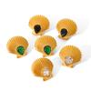 18K Gold Stainless Steel Scallop Zircon Earrings for Women, Light Luxury Versatile Studs, Ocean Titanium Steel Ear Jewelry