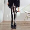 1 Piece White Bone Print Sexy Black Pantyhose, Valentine'S Day Exclusive, Gothic Bone Pattern, Anti-Snag & Ultra-Thin