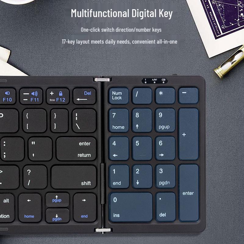 New B089 Portable Folding Wireless Bluetooth Keyboard, Universal Compatibility for Tablets, Phones, and Laptops
