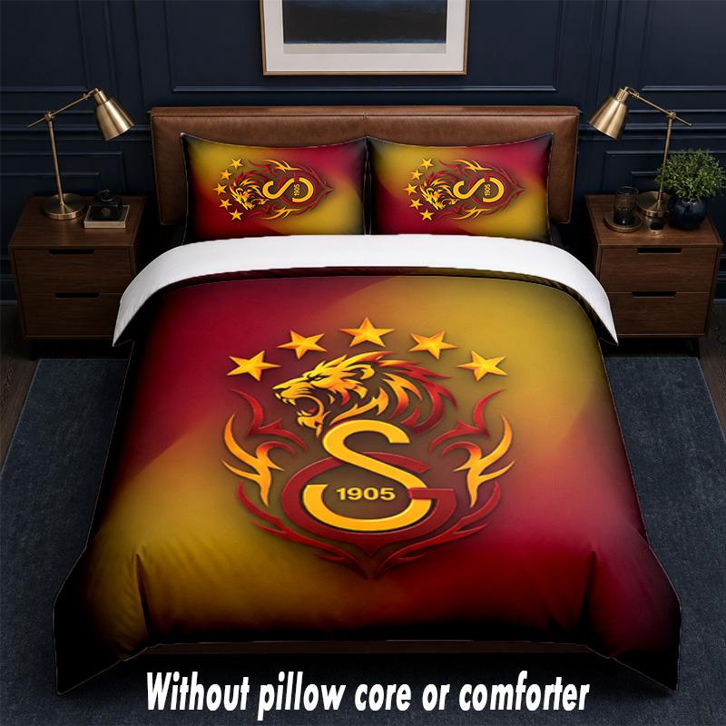 Galatasaray FC Design Bed Bedding Set 1 Duvet Cover + 2 Pillowcases Soft Breathable Household Bed Linens