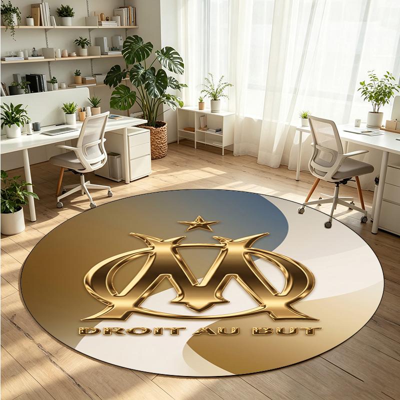 Olympique Lyonnais FC Printed Round Crystal Velvet Rug Soft Non Slip Floor Carpet For Bedroom Holiday Gift