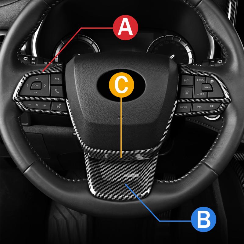For Toyota Highlander XU70 Kluger 2024 Hybrid ABS Car Steering Wheel Panel Switch Button Cover Trim Stickers