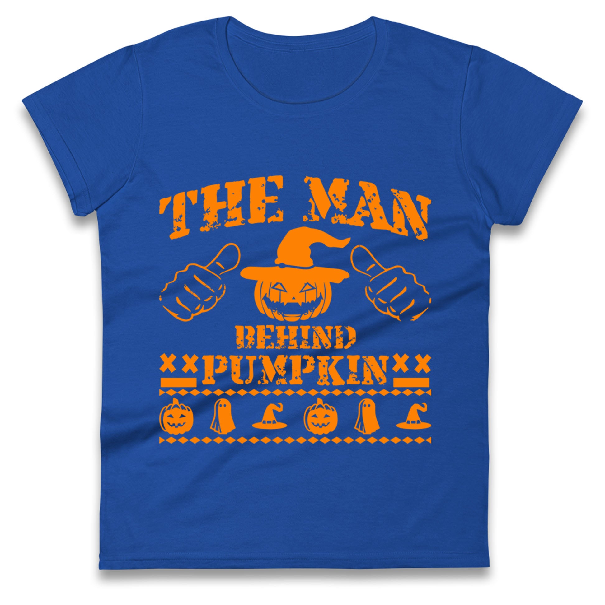 The Man Behind Pumpkin Halloween Womens T Shirt Mens Tops Tees Unisex S