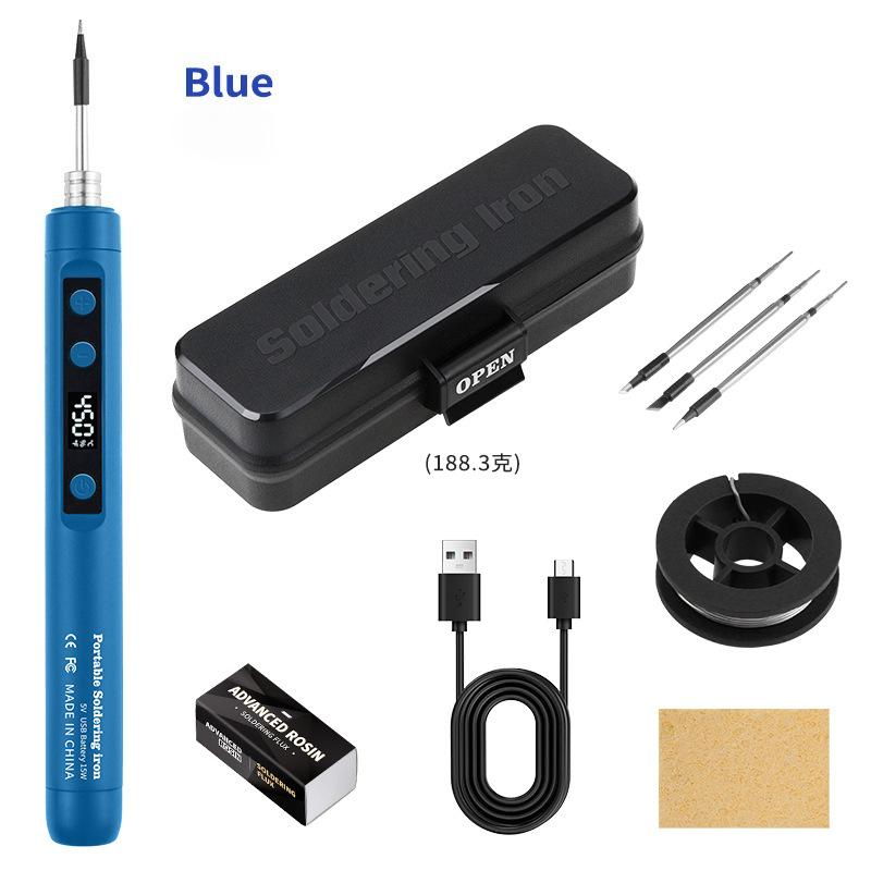 Digital Display USB Soldering Iron 5V/15W Adjustable Temperature Cordless Welding Tool for Electronics Repair & DIY Projects