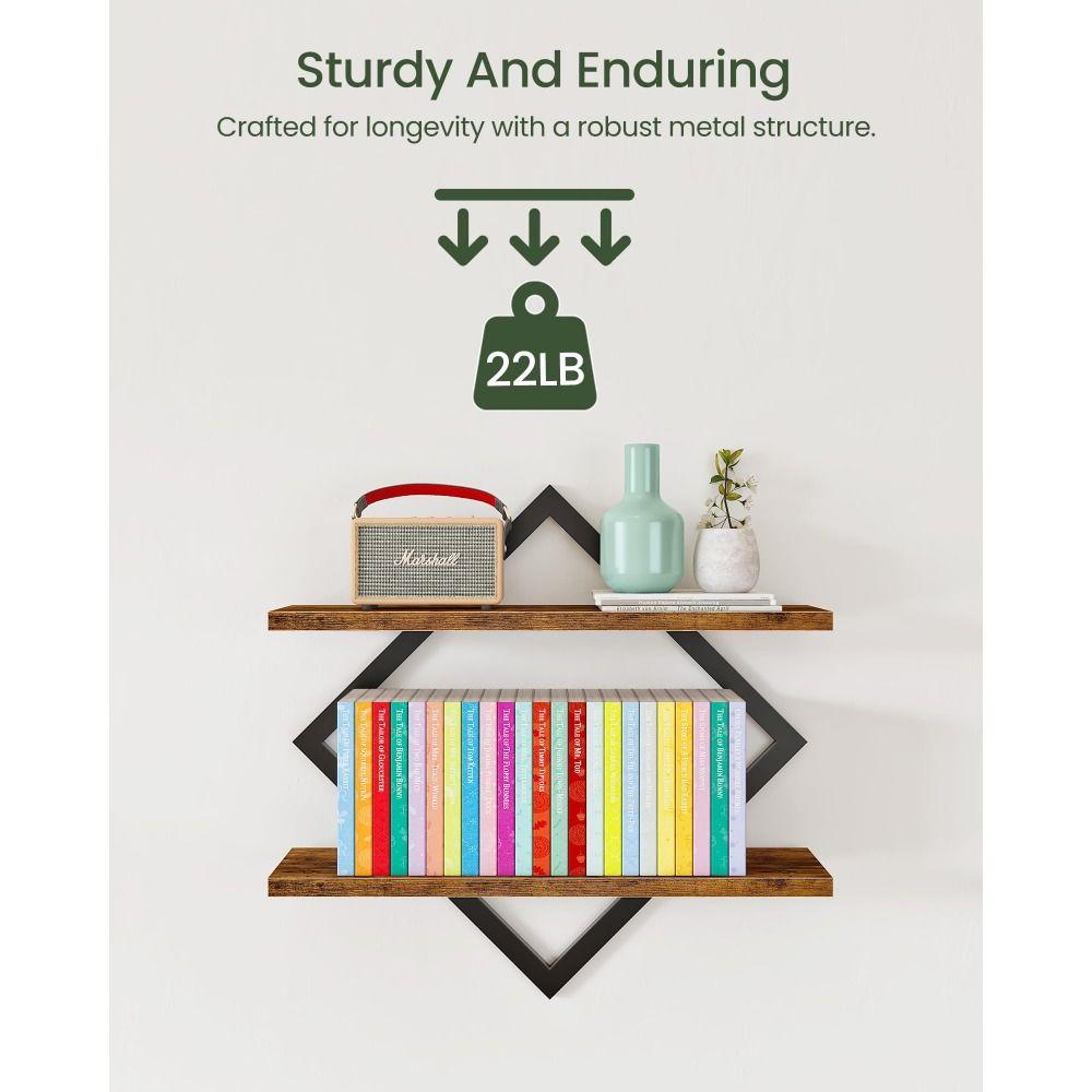 Double-Tier Floating Shelves Wall Mounted Bathroom Shelves  for Living Room Bedroom Kitchen