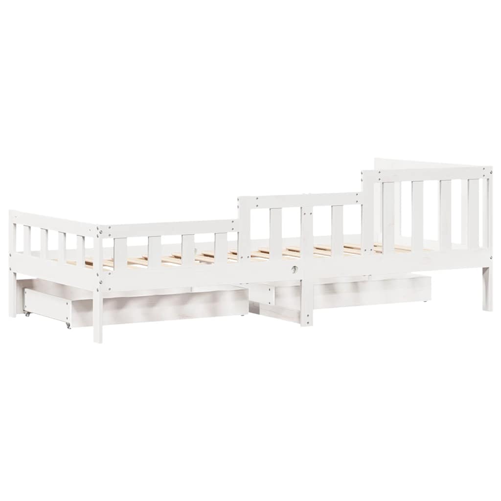 Daybed with Drawers White 80x200 Cm Pine Wood