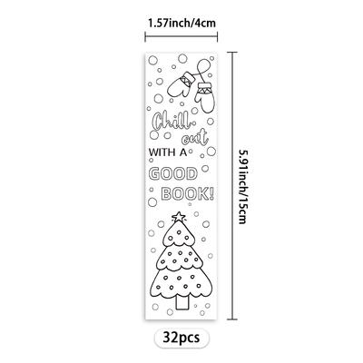 32pcs, Coloring Bookmarks, Back To School Season, Christmas, Halloween, Teacher's Day, Suitable for Readers and Birthday Gifts.