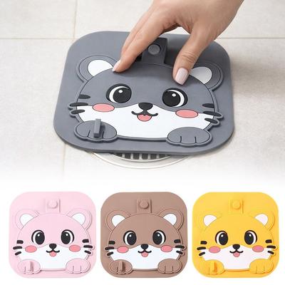 Anti Odor Floor Drain Pad Cartoon Cat Shower Drain Cover  for Kitchen Toilet