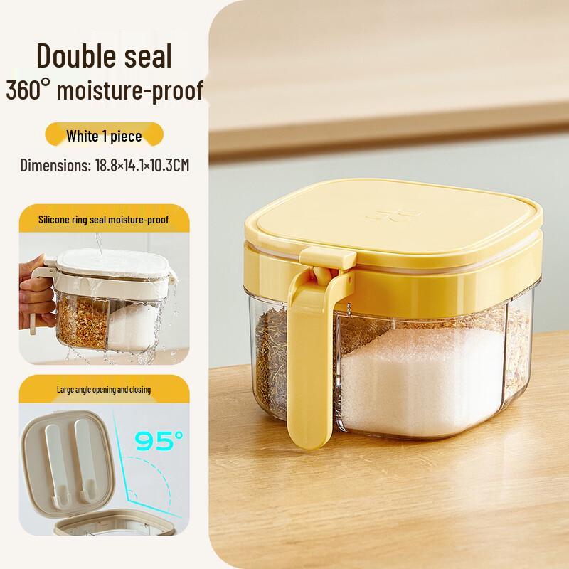 Four-Grid Kitchen Seasoning Box with Spoons