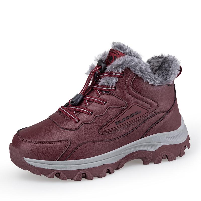 

Мужские зимние высокие кожаные ботинки для ходьбы — утепленные и теплые для использования на открытом воздухе 45 темно-красного