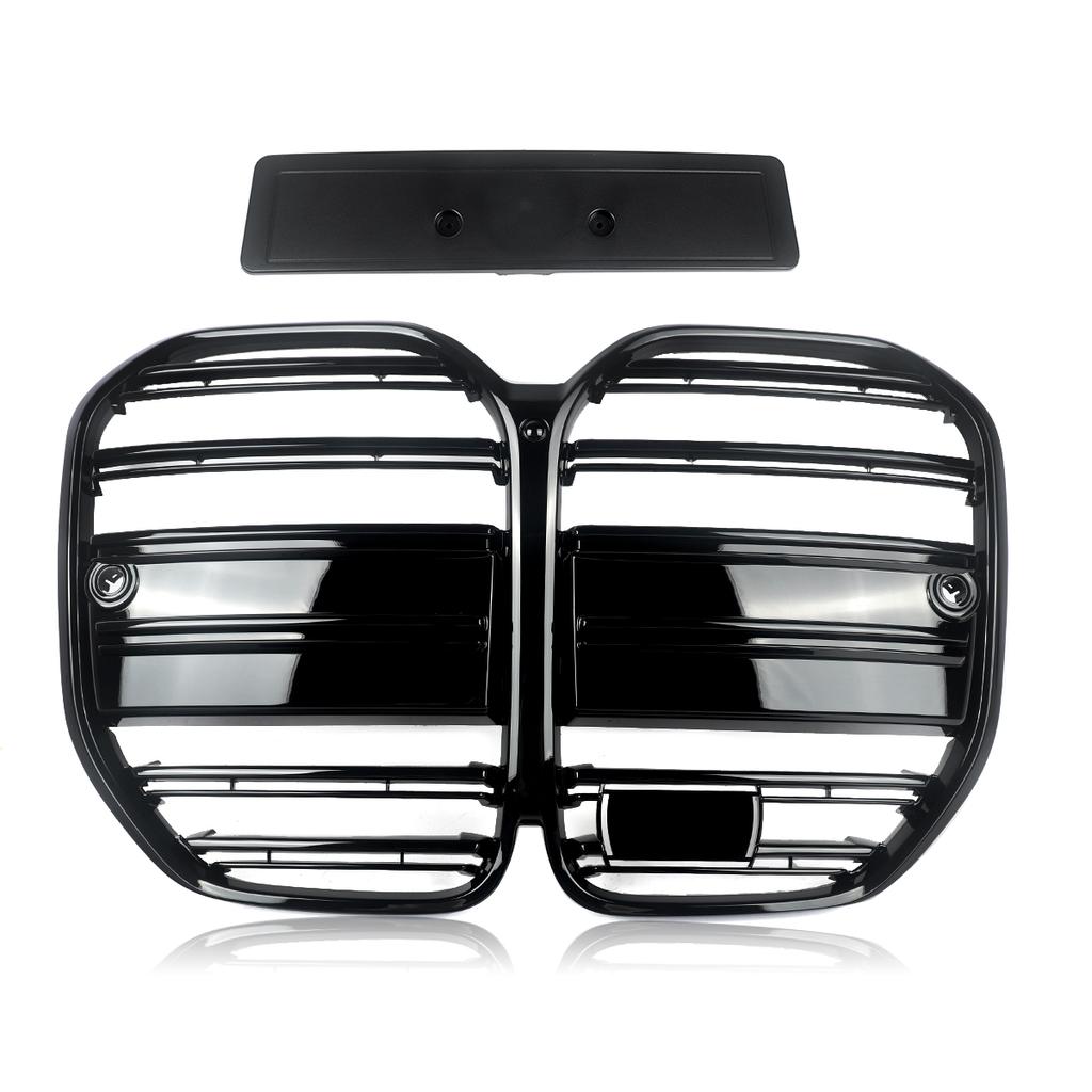 M4 Style Front Bumper Grille Compatible with BMW 4 Series G22 G23 420i 430i 435i M440i 2021-2024 Kidney Racing Grill Gloss Black