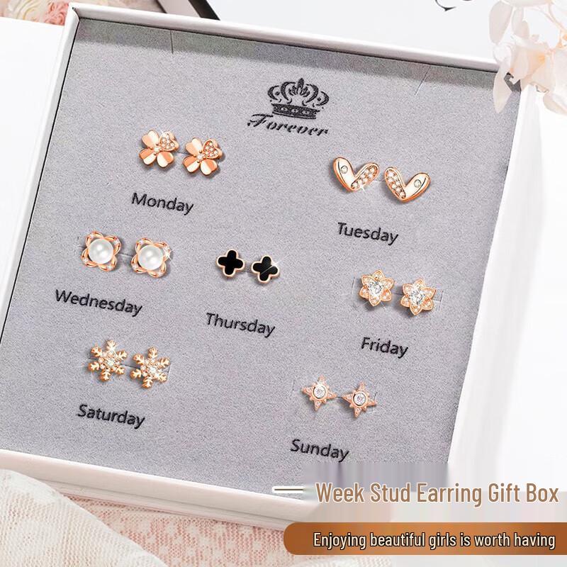 

925 Sterling Silver Pearl Stud Earrings Set - Elegant Gift for Girlfriend, Perfect for Christmas or Birthdays. 925 Sterling Silver