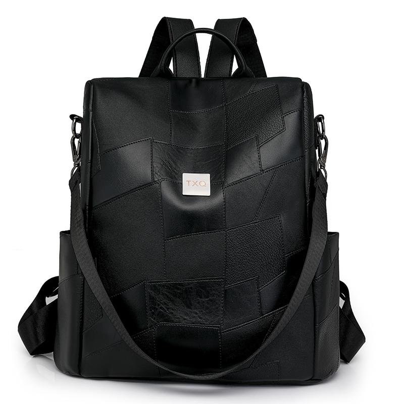 Pendler Rucksack aus weichem Leder Damen Rucksack mit großem Fassungsvermögen Einfarbige Reisetasche