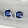 South Korea's new water blue square zircon diamond-encrusted stud earrings personalized versatile jewelry