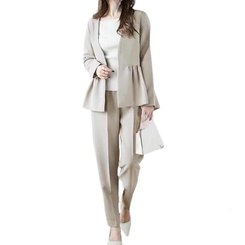 

[Yucahype] set up ladies top and bottom set long sleeve tapered pants jacket pant suit formal suit set fashionable Beautiful body shape cover 20s 30s