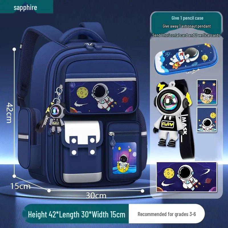 Astronaut Children's Ultralight Spine Protection School Backpack for Boys, Grades 1-6