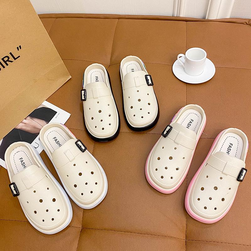 Trendy Women's Summer Closed-Toe Non-Slip Slip-On Slippers with Thick Sole