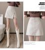 Autumn & Winter 2023 Black High Waist A-Line PU Leather Skirt with Slit