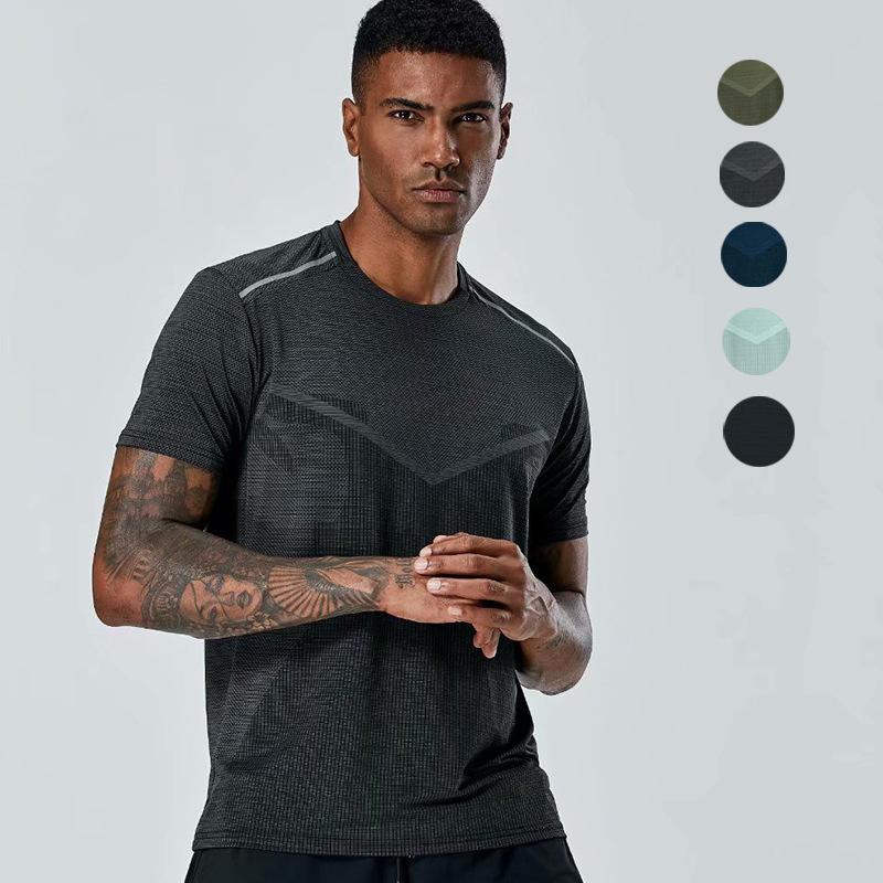 Men's Summer Thin Short-sleeved Quick-drying Breathable Sportswear Casual Knitted Top Running Clothes Training Fitness Clothes