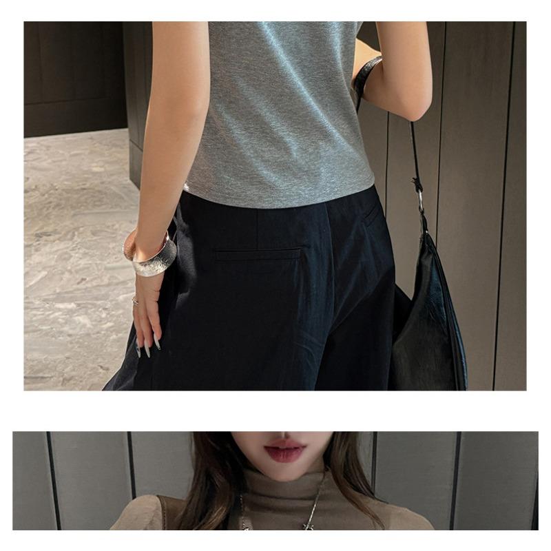 Women S Fitted Short Sleeve Half High Neck T Shirt Elegant Inner Wear