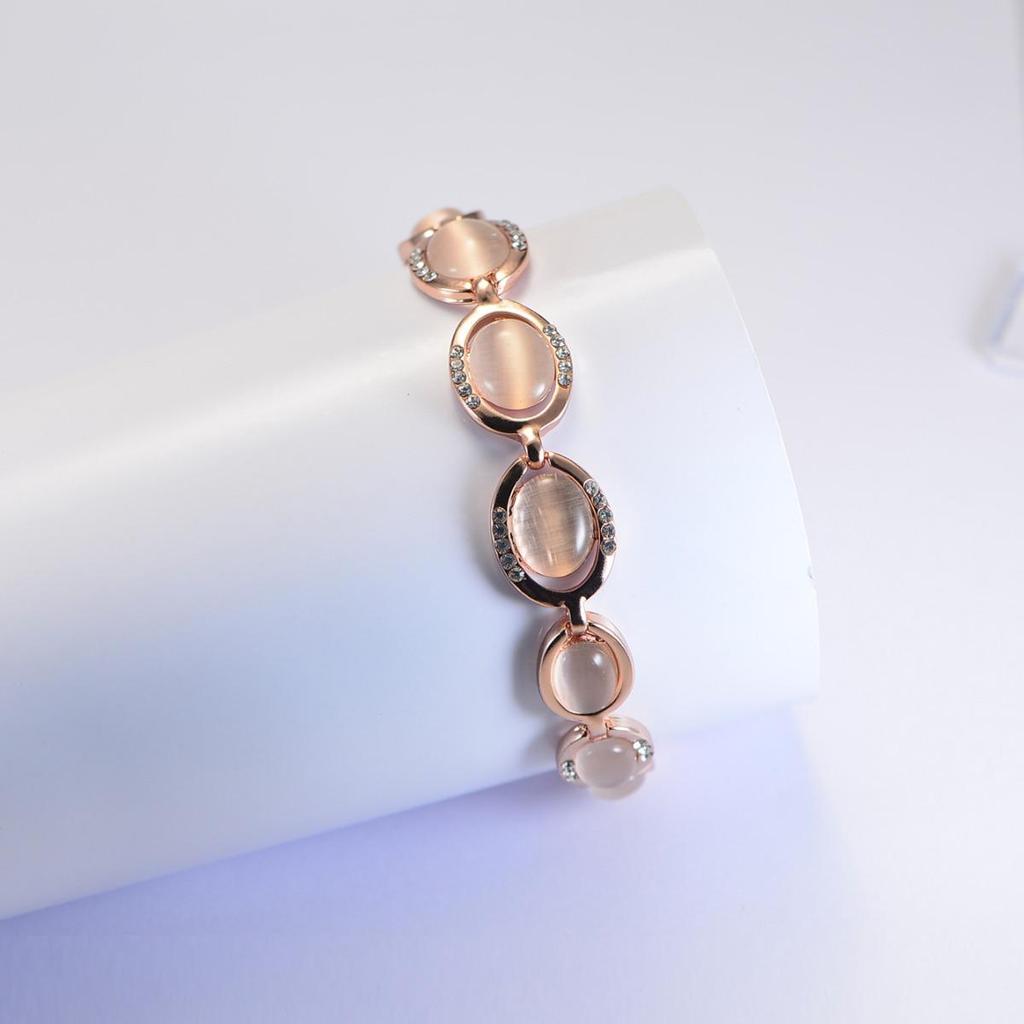 Women's Rose Gold 18K Cat's Eye Stone Bracelet Jewelry