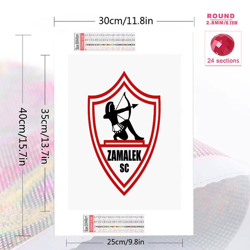 Zamalek SC logo Pattern  3pcs 100% Round Full Drill 5D DIY Diamond Painting Embroidery Cross Stitch Rhinestone Décor