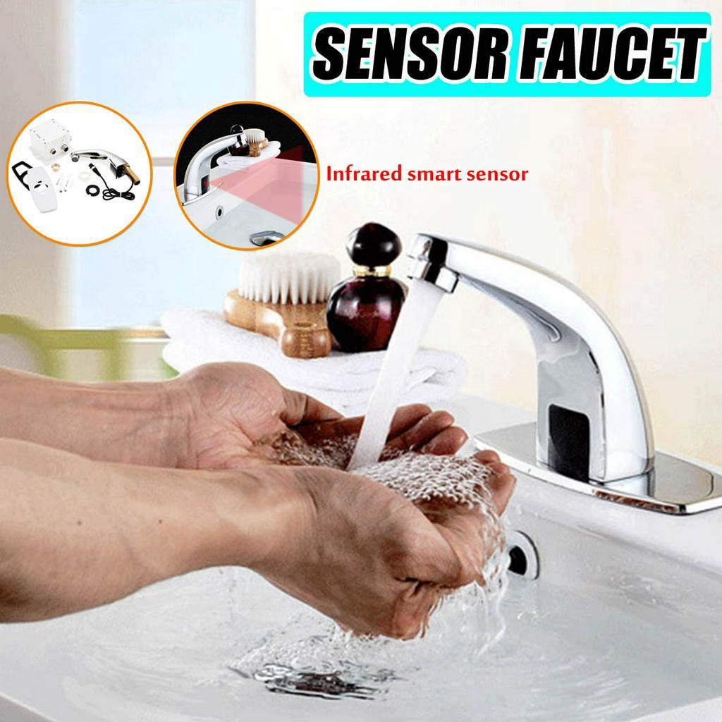 Single Handle Deck Mount & Controller Box Automatic Infrared Sensor Kitchen Basin Faucet Smart Touchless Sink Cold Tap