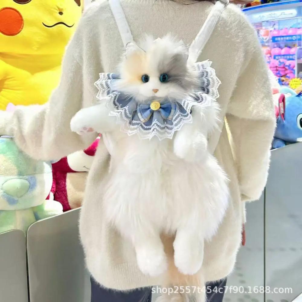 Rucsac Nou Super Realist cu Trei Flori Pisică, Lucrat Manual, Drăguț, Păpușă de Pluș Pisică, Geantă de Cumpărături, Depozitare de Călătorie, Geantă de Machiaj, Cadou